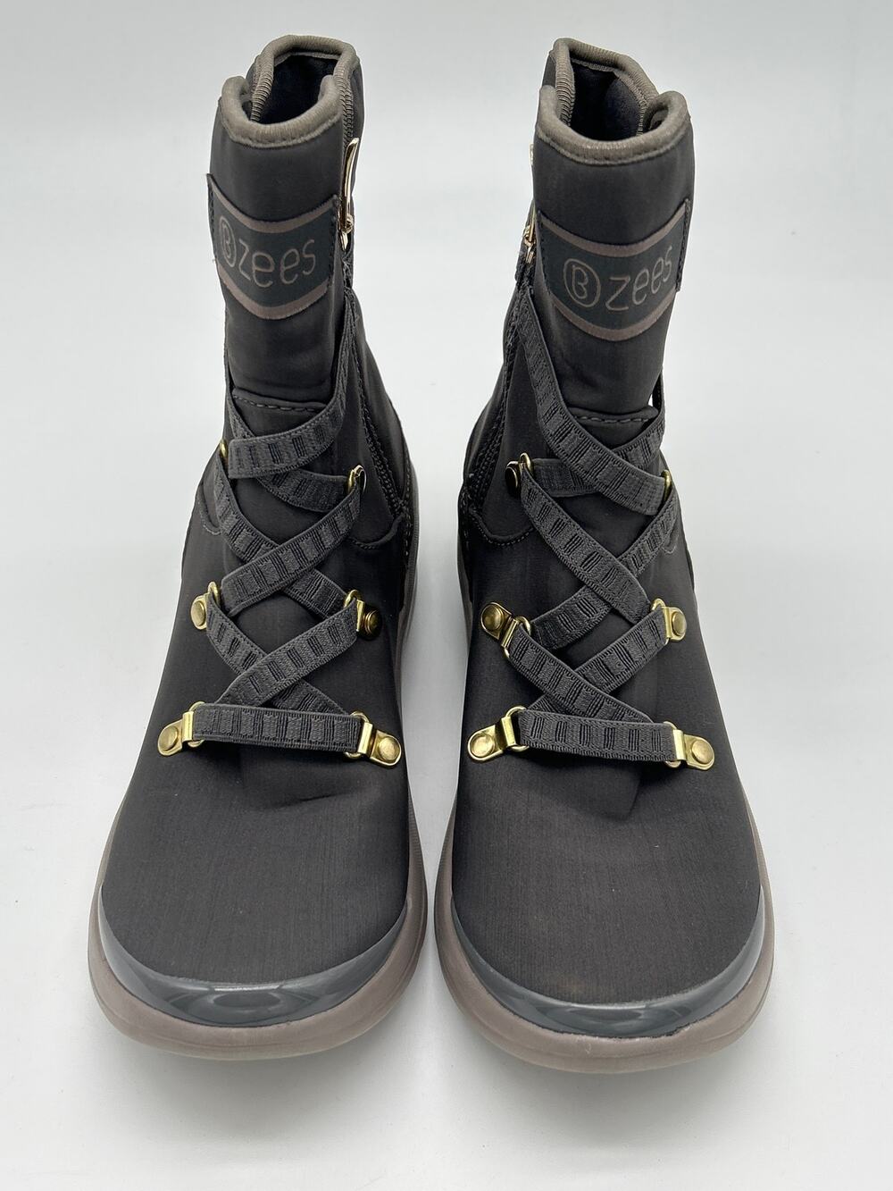 Bzees Ricky Black Gray Ankle Boots Side Zip Women’s 7M Streetwear Urban Casual